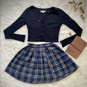 Blue Plaid Mini Skirt